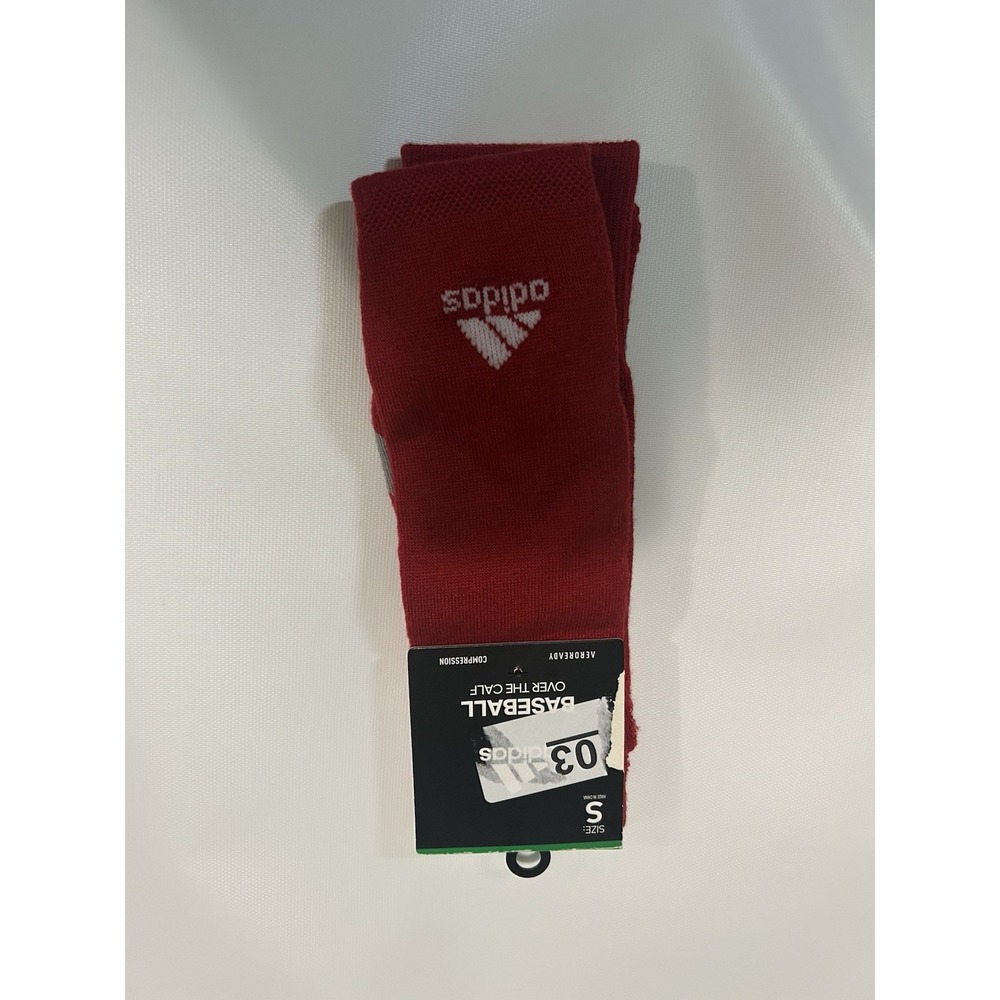 size small red adidas Over The Calf Baseball Socks.